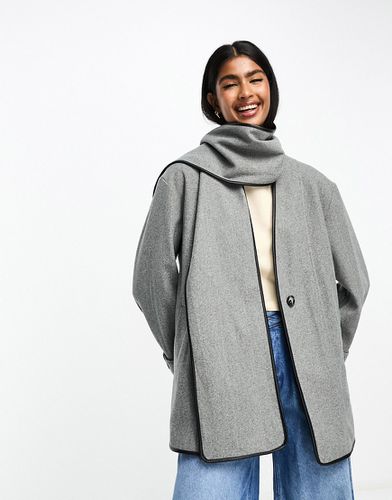 Cappotto medio effetto lana con sciarpa - River Island - Modalova