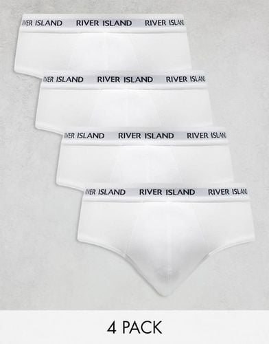 Confezione da 4 slip bianchi con fascia in vita a coste - River Island - Modalova