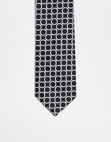 Cravatta nera con stampa geometrica - River Island - Modalova