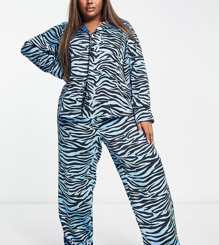 Camicia del pigiama in raso con stampa zebrata - River Island Plus - Modalova
