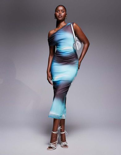 Robe mi-longue asymétrique drapée en tulle effet dégradé - River Island - Modalova