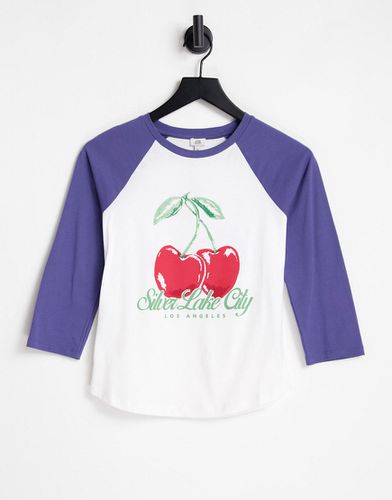 T-shirt con maniche raglan e stampa di ciliegie - River Island - Modalova