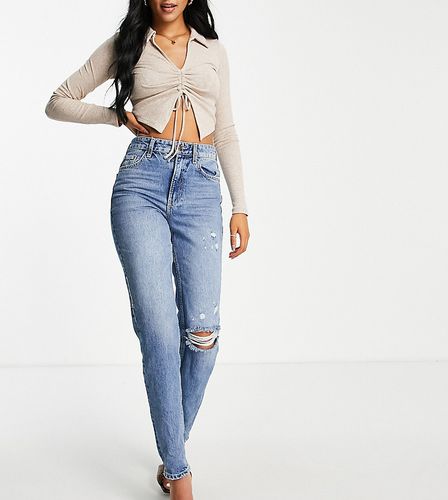 Mom jeans slim a vita alta con strappi medio - River Island Tall - Modalova