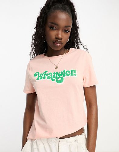 T-shirt vestibilità classica color pesca con logo - Wrangler - Modalova