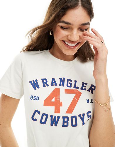 T-shirt in sporco con stampa logo 47 cowboys - Wrangler - Modalova