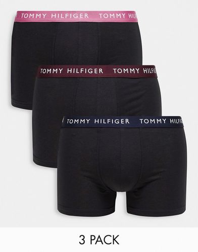 Confezione da 3 paia di boxer aderenti blu navy con fascia in vita viola e blu - Tommy Hilfiger - Modalova