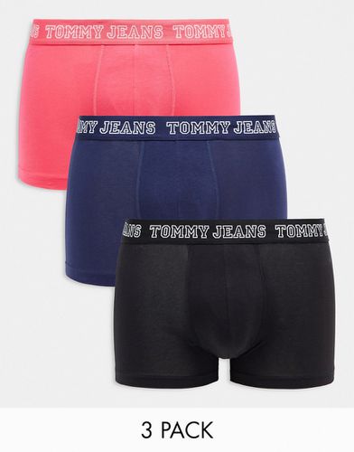 Tommy Jeans - Confezione da 3 paia di boxer aderenti stile college grigi/rosa/neri - Tommy Hilfiger - Modalova