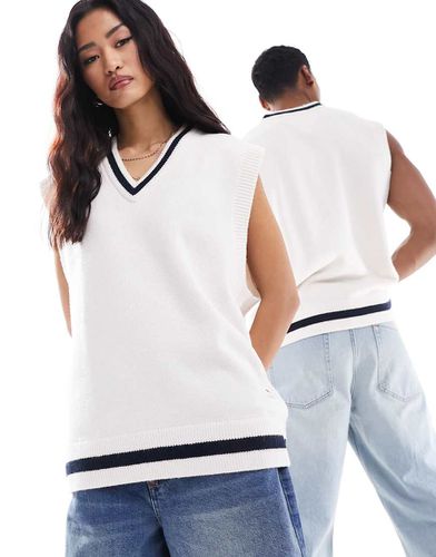 Canotta vestibilità classica unisex bianca con righe a contrasto sui bordi - Tommy Jeans - Modalova