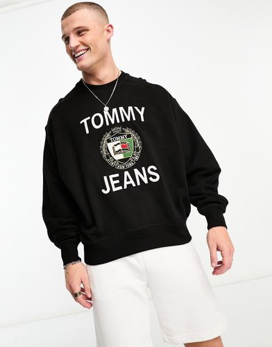 Felpa nera con logo grande - Tommy Jeans - Modalova