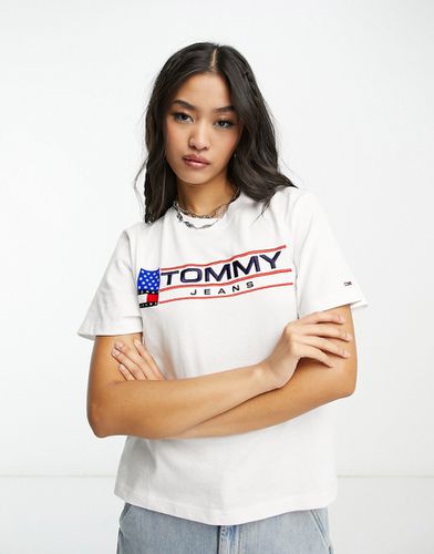 T-shirt taglio corto bianca con logo - Tommy Jeans - Modalova