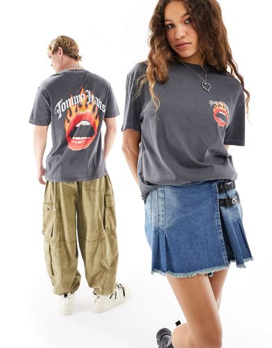 T-shirt unisex regular fit con logo a bandiera tono su tono color antracite - Tommy Jeans - Modalova