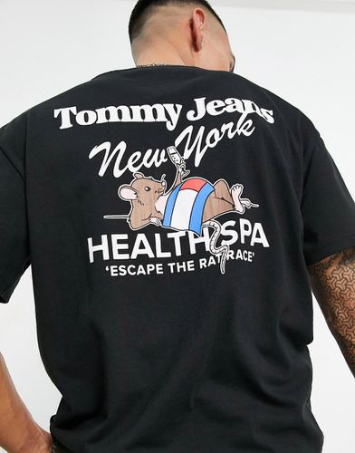 T-shirt comoda nera con stampa "NYC Sports Club" sul retro - Tommy Jeans - Modalova