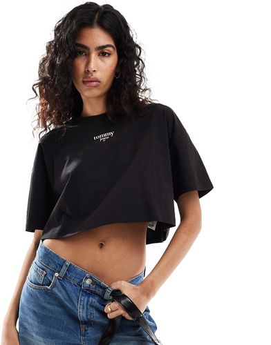 T-shirt corta oversize nera con logo - Tommy Jeans - Modalova