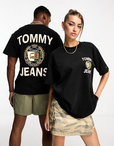 T-shirt nera unisex con logo premium sul petto - Tommy Jeans - Modalova
