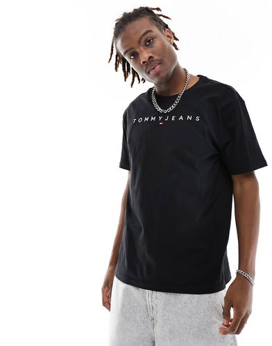 T-shirt regular fit nera con logo lineare - Tommy Jeans - Modalova