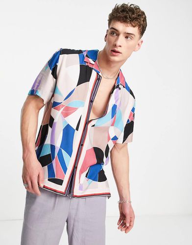 Camicia con rever e stampa geometrica astratta - Topman - Modalova