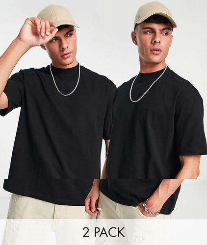 Confezione da 2 T-shirt oversize nere - Topman - Modalova