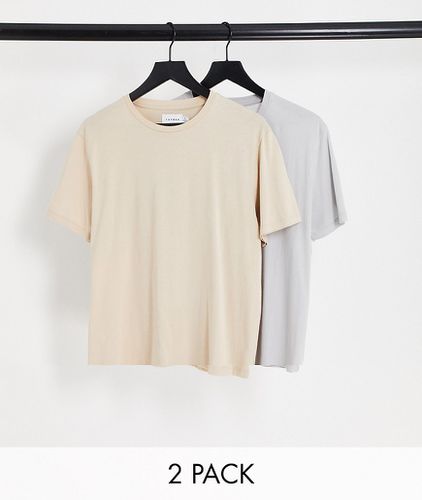 Confezione da 2 t-shirt classiche color pietra e grigio chiaro - Topman - Modalova