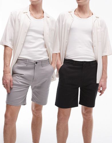 Confezione da 2 paia di chino corti slim grigio e nero - Topman - Modalova