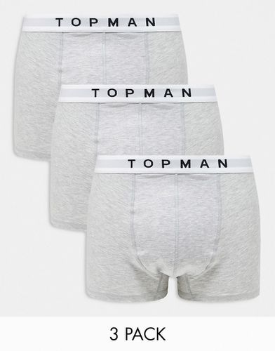 Confezione da 3 boxer aderenti grigio mélange con fascia in vita bianca - Topman - Modalova