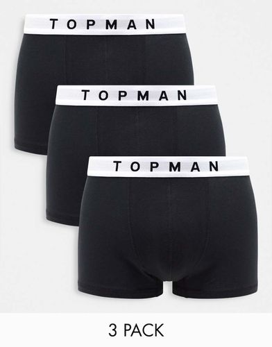 Confezione da 3 boxer aderenti neri con fascia in vita bianca - Topman - Modalova