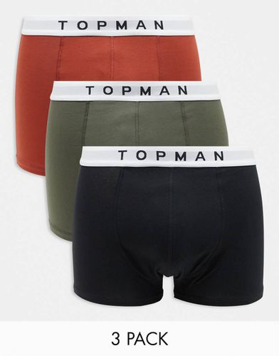 Confezione da 3 paia di boxer aderenti kaki, rossi e neri - Topman - Modalova