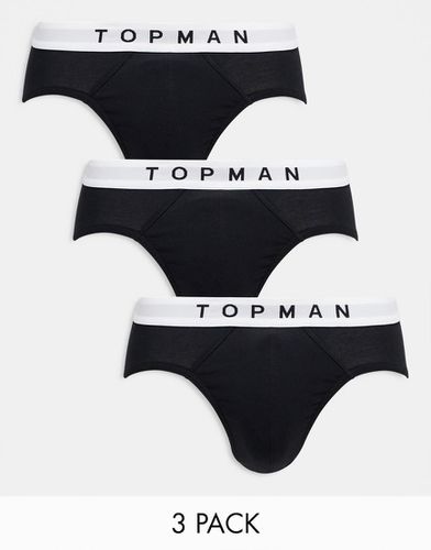 Confezione da 3 slip neri con fascia in vita bianca - Topman - Modalova