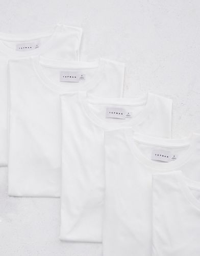Confezione da 5 T-shirt classiche bianche - Topman - Modalova
