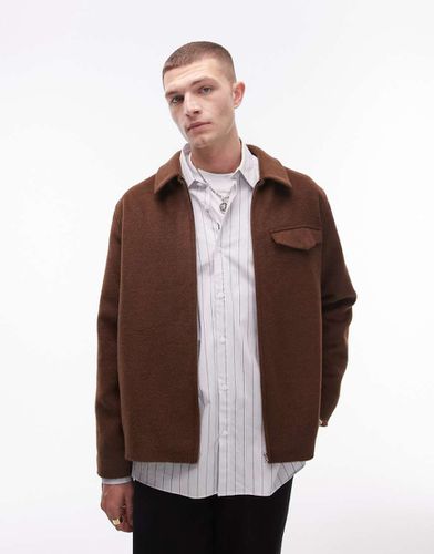 Giacca college oversize marrone - Topman - Modalova