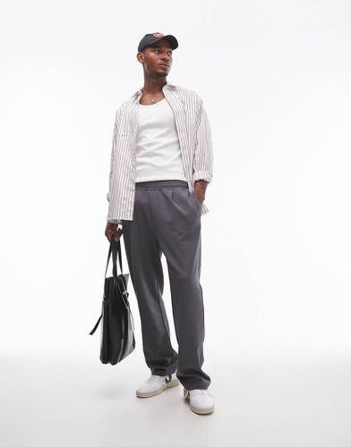 Joggers dritti color antracite con pieghe sul davanti - Topman - Modalova