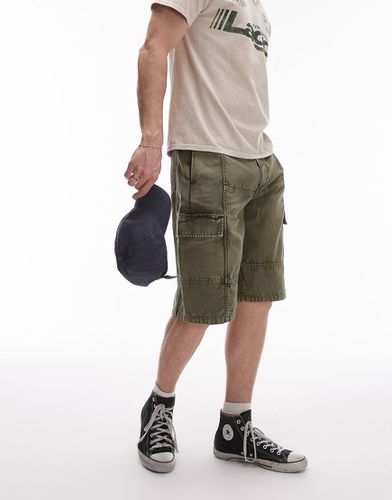 Jorts cargo lavaggio acido kaki - Topman - Modalova