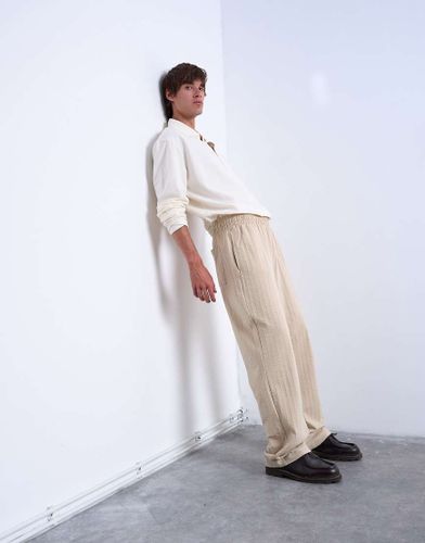 Pantalon de jogging droit en crépon - Taupe - Topman - Modalova