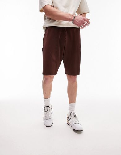 Pantaloncini oversize marrone plissé - Topman - Modalova