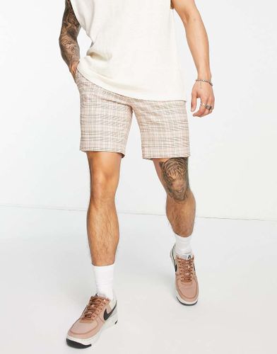 Pantaloncini slim color pietra e rosa a quadri - Topman - Modalova