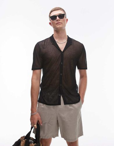 Polo in maglia trasparente nera - Topman - Modalova