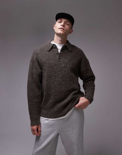 Polo oversize bouclé mélange - Topman - Modalova