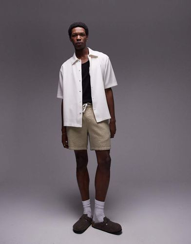 Polo oversize in jersey écru con bottoni a pressione - Topman - Modalova