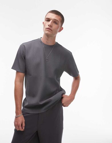 T-shirt oversize antracite plissé - Topman - Modalova