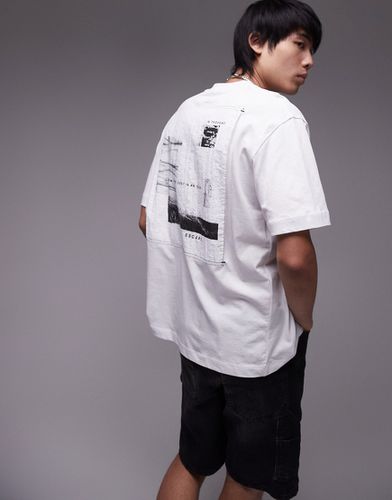 T-shirt oversize bianca con applicazione fotografica sul davanti e sul retro - Topman - Modalova