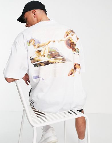 T-shirt oversize bianca con stampa "Michelangelo" sul davanti e sul retro - Topman - Modalova