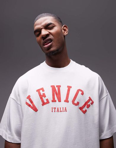 T-shirt oversize bianca con stampa "Venice" - Topman - Modalova