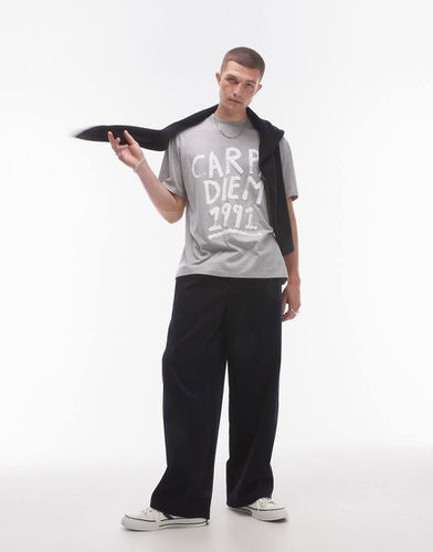 T-shirt oversize mélange con stampa "Carpe Diem" - Topman - Modalova