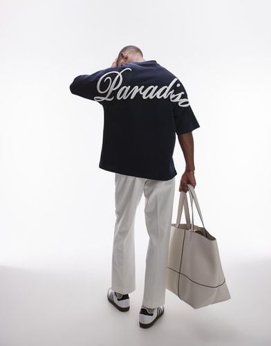 T-shirt oversize pesante con ricamo "Paradiso" sul davanti e sul retro - Topman - Modalova