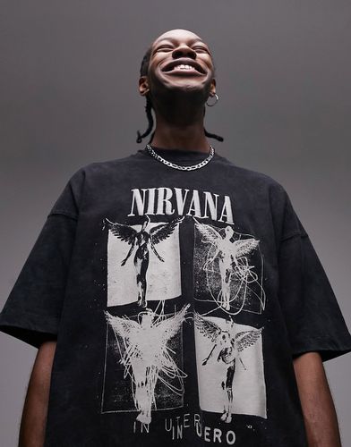 T-shirt super oversize slavato con stampa "Nirvana" con angelo - Topman - Modalova