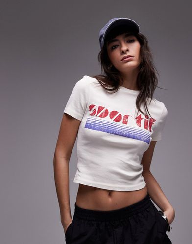 T-shirt mini écru con stampa "sportif" - Topshop - Modalova