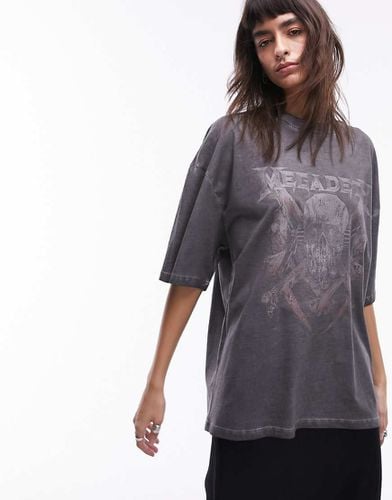 T-shirt oversize antracite con stampa dei Megadeath su licenza - Topshop - Modalova