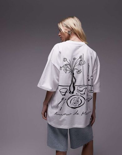 T-shirt oversize bianca con stampa "Amour de Maison" - Topshop - Modalova