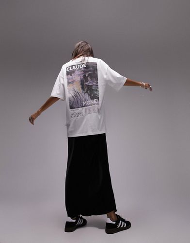 T-shirt oversize écru con stampa di Claude Monet della National Gallery - Topshop - Modalova