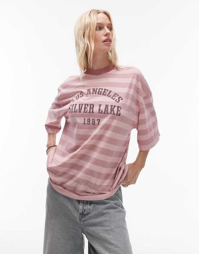 T-shirt oversize polvere a righe con grafica "Silver Lake" - Topshop - Modalova