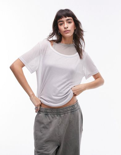 T-shirt ampia doppia modello basic premium trasparente grigio - Topshop - Modalova